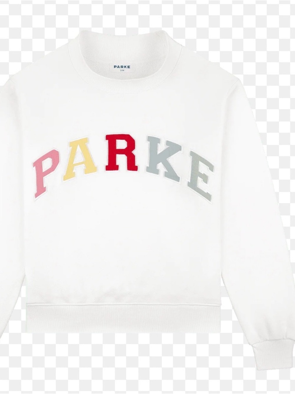 PARKE White Crewneck Sweatshirt with Multicolor Varsity Letters
